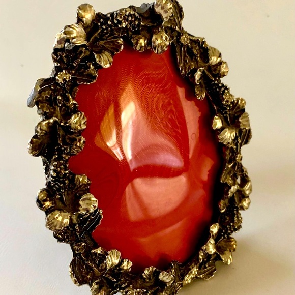 Vintage Oval Gold Metal Hibiscus Flower Frame 3.5/4.5 Inch - Picture 9 of 11